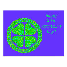 Four Leaf Clover Celtic Shamrock Post Card