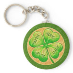 Four Leaf Clover - Faith Hope Love Luck Keychain