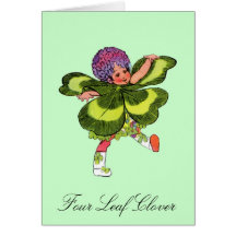 Four Leaf Clover - Flower Children Blank Notecard