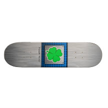 Four Leaf Clover; metal-look Skate Boards