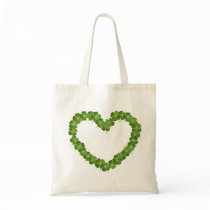 Four Leaf Clover Shamrock Heart Canvas Bag