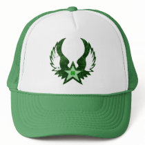 four leaf clover. winged star. mesh hats