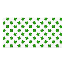 Four leaf clovers in green fade personalized photo card