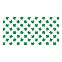 Four leaf clovers in green photo card
