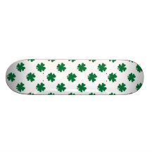 Four leaf clovers in green skateboard decks