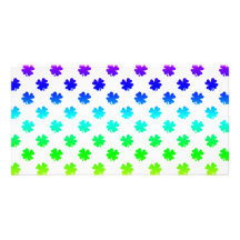 Four leaf clovers in rainbow customized photo card