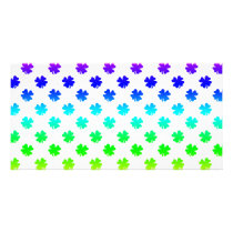 Four leaf clovers in rainbow customized photo card