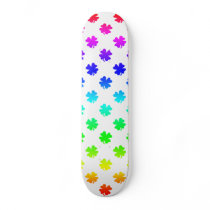 Four leaf clovers in rainbow skateboard deck