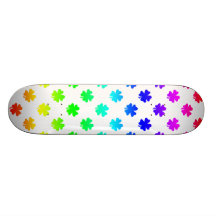 Four leaf clovers in rainbow skateboard deck