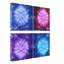 Four Panel Milkweed Seeds in red blue purple aqua canvas prints