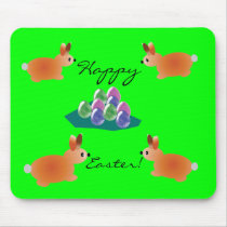 Four rabbits and Easter eggs Mousepad