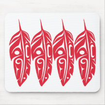 Four Red Eagle Feathers Mouse Pad