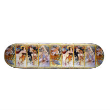 Four Seasons by Alphonse Mucha 1895 Skate Deck
