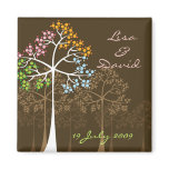 Four Seasons Trees on Brown Magnet