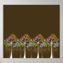 Four Seasons Trees on Brown Poster