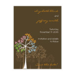 Four Seasons Trees on Brown Save-the-Date Postcard