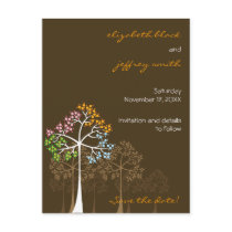 Four Seasons Trees on Brown Save-the-Date Postcard