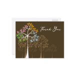 Four Seasons Trees on Brown Thank You Postcard