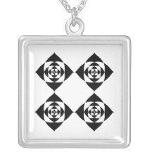 Four Stylish Black Flowers. On White. Jewelry