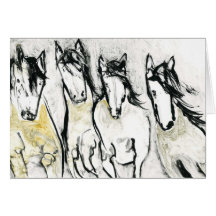 Four White Arabians Card
