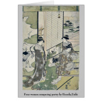 Four women composing poetry by Hosoda,Eishi Greeting Cards