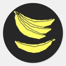 Four Yellow Bananas. Round Stickers