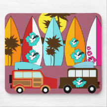 Fourgons hippies surfants sans valeur de plage de  tapis de souris