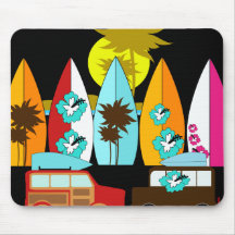 Fourgons surfants sans valeur de hippie de surfer  tapis de souris