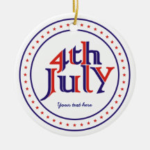 Fourth 4th of July blue red text design ornament