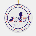 Fourth 4th of July red blue text design ornament