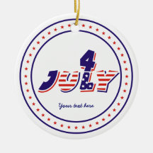 Fourth 4th of July red blue text design ornament