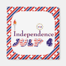 Fourth 4th Of July stars torch USA Independence Fridge Magnets