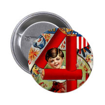Fourth of July Boy with Fireworks Buttons