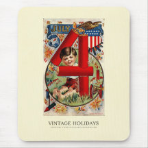 Fourth of July Boy with Fireworks Mouse Mats