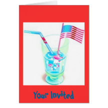 Fourth Of July Cocktail Greeting Cards