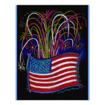 Fourth of July PARTY INVITATION OUR FLAG FIREWORKS