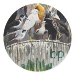 Fowl Language Oil Disaster Art Round Stickers