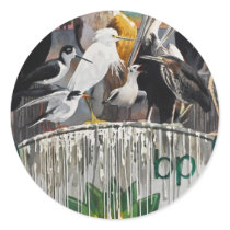 Fowl Language Oil Disaster Art Round Stickers