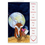 Fox and bluebird valentine card