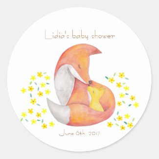 Fox Baby Shower Stickers Baby Shower Favor Gift