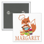 Fox chef baker cookies cupcakes name tag buttons