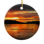 Fox Lake Sunset; Customizable Christmas Tree Ornament