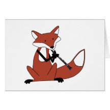 Fox Playing the Clarinet Greeting Cards