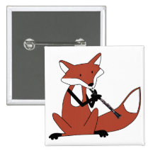 Fox Playing the Clarinet Pinback Buttons