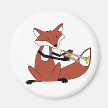 Fox Playing the Trumpet Fridge Magnet