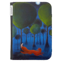 Fox Running In Woodland at Night. Kindle Folio Cases