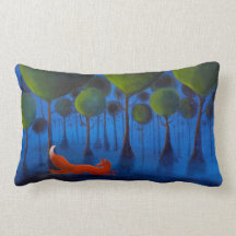 Fox Running In Woodland at Night. Pillows