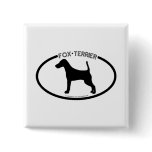 Fox Terrier Silhouette Black Button