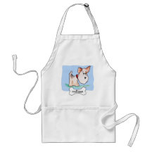Fox Terrier Watercolor with Name Aprons