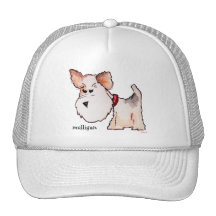 Fox Terrier Watercolor with Name Mesh Hat